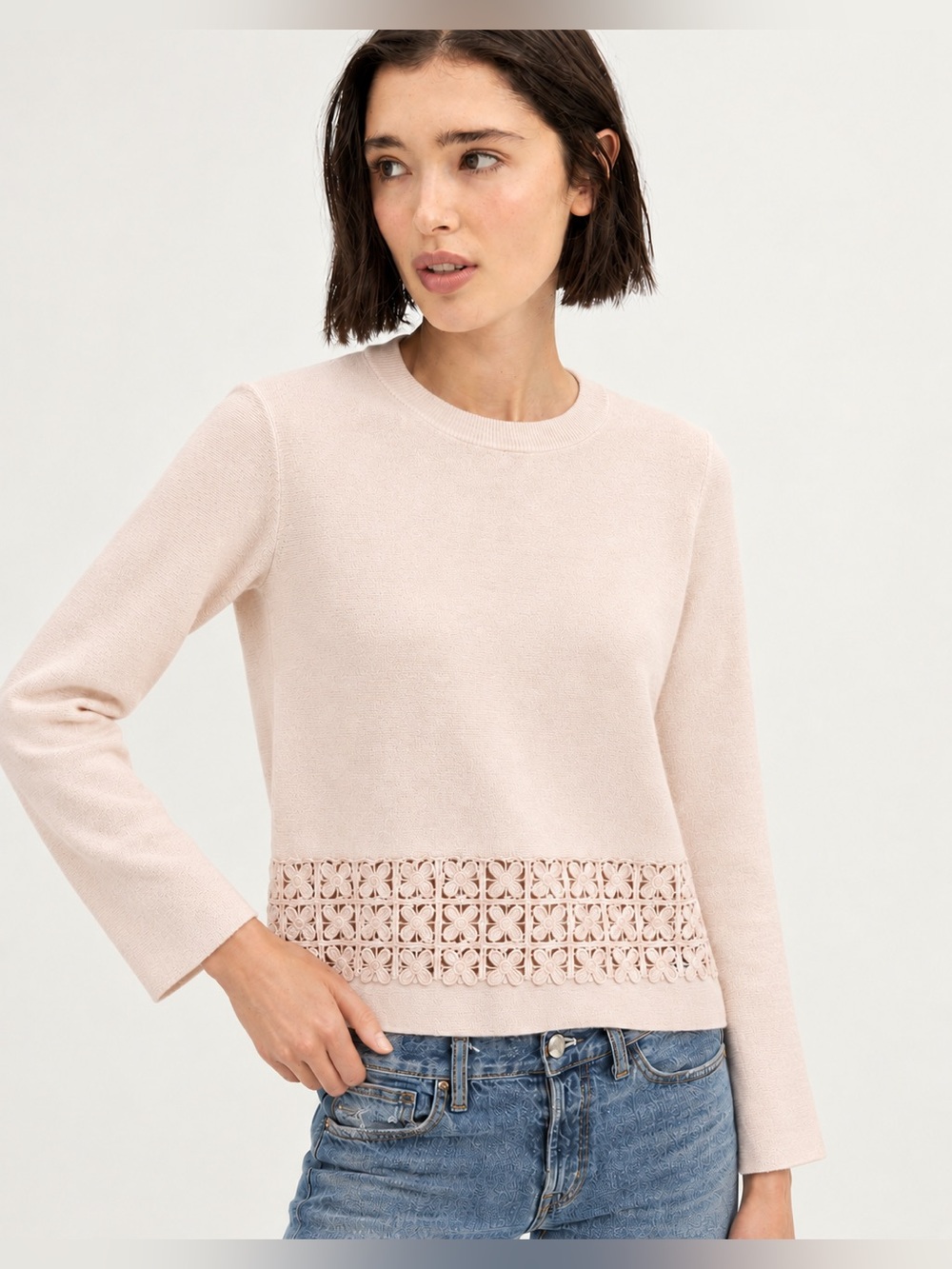 J.Crew 100% Cotton Floral Embroidered Lace Top